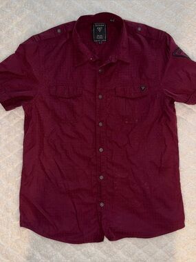 Guess Burgundy Button-Up Shirt